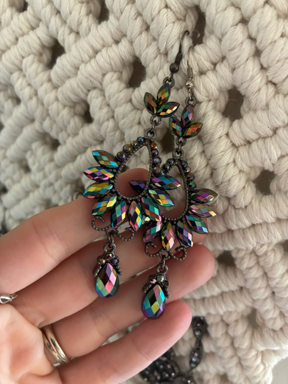 Iridescent Multicolor Teardrop Dangle Earrings - Women Jewelry